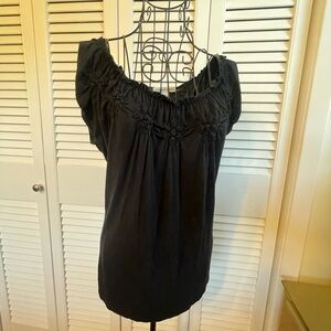 Vintage Y2K Scoop Neck Black Ladies Office Siren Blouse